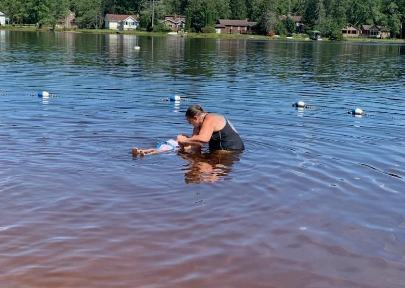 Audrey swim lessons in lake